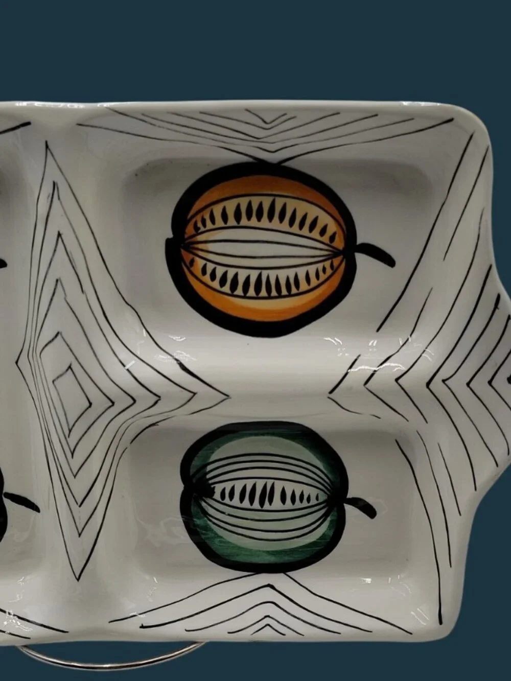 VTG Italian Majolica Divided Serving Dish Dolce Ware Jay Willfred Co 1950s Style